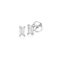 14kt white gold diamond stud earrings, baguette-cut stones on posts