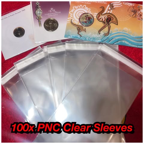 100x PNC Clear Coin Sleeves - 115mm x 230mm