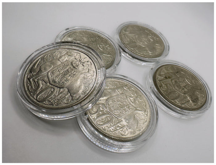 1x 1966 Circulated Round 50c Coin (80% Silver - 1/3oz) - In Lighthouse Capsule