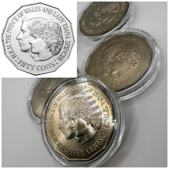 1x 50c UNC 1981 Price Of Wales & Lady Diana Coin - In Lighthouse Capsule Mintage: 20m