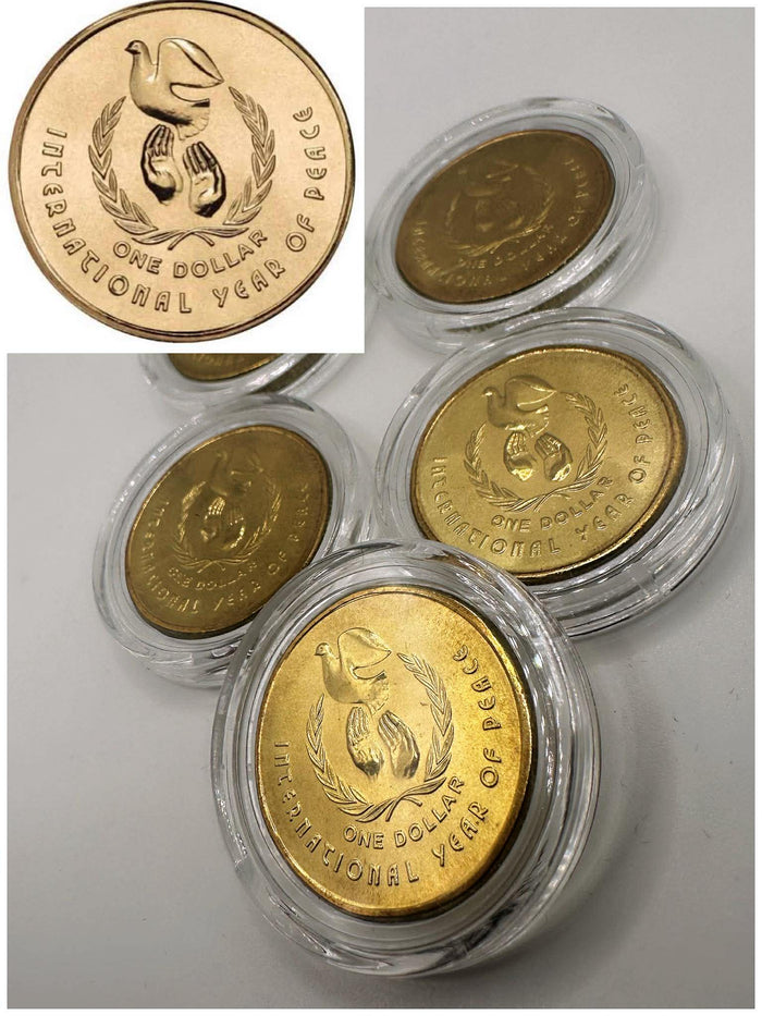 1x UNC $1 1986 International Year Of Peace Coin - In Lighthouse Capsule