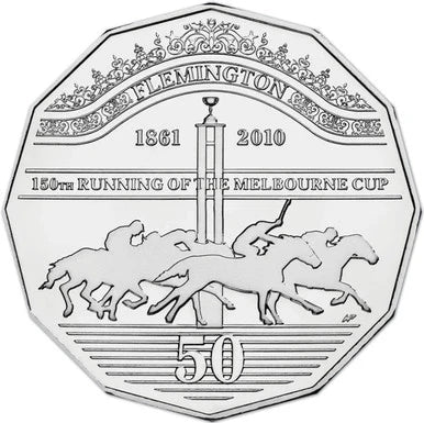 2010 50c 150th Running of the Melbourne Cup Coin - Carded Mintage: 49,785