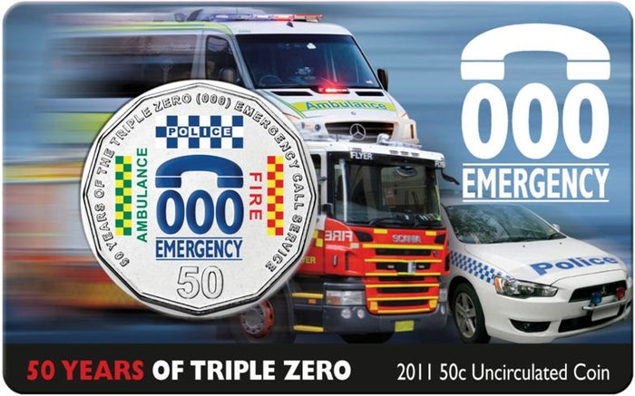 2011 50c Coloured 000 Emergency Carded Coin
