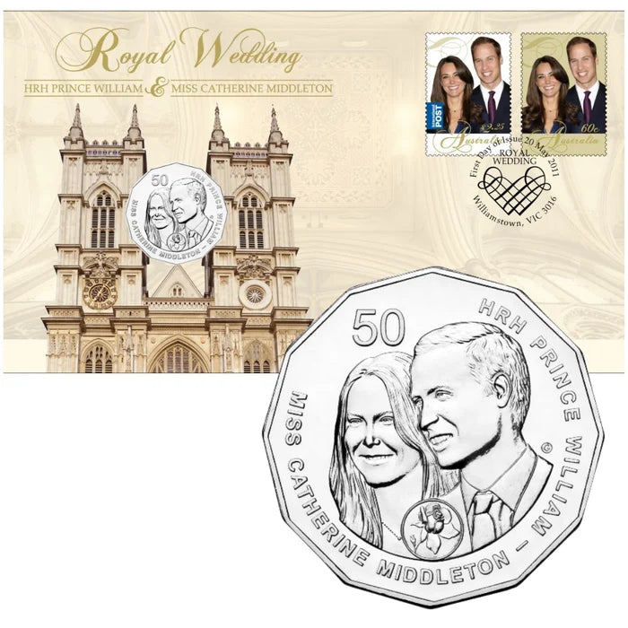 2011 50c Royal Wedding Prince William & Catherine Middleton PNC