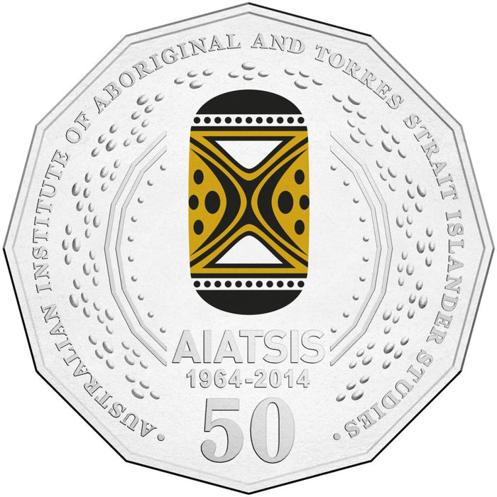 2014 50c Coloured 50th Anniversary Of Aiatsis Carded Coin - Mintage: 30,000
