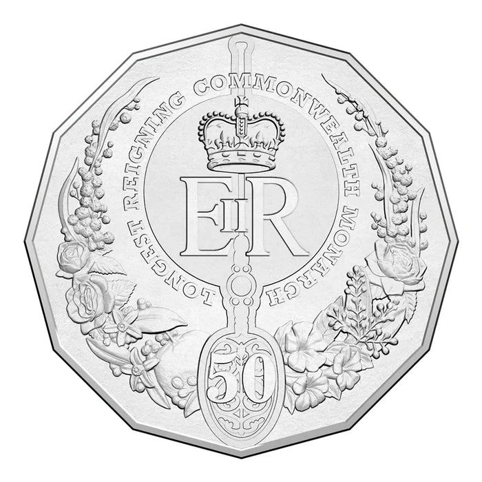2015 50c Longest Reigning Commonwealth Monarch - Carded Mintage: 50,000