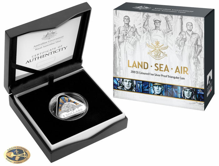 2018 0.7841oz Triangular Silver LAND-SEA-AIR Proof Coin - Mintage: 10,000