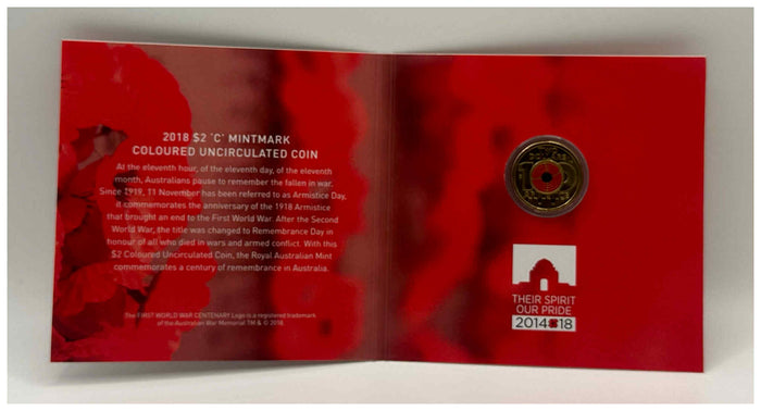2018 $2 Armistice ‘C’ Mintmark Coin