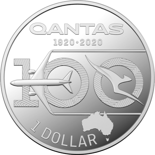 2020 1/2oz $1 Qantas Centenary Silver Coin - Mintage: 7,500