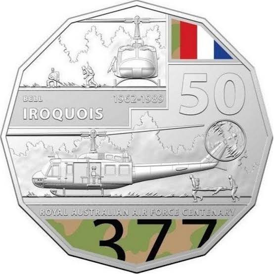2021 50c Colorized Bell Iroquos Carded Coin - Mintage: 15,000