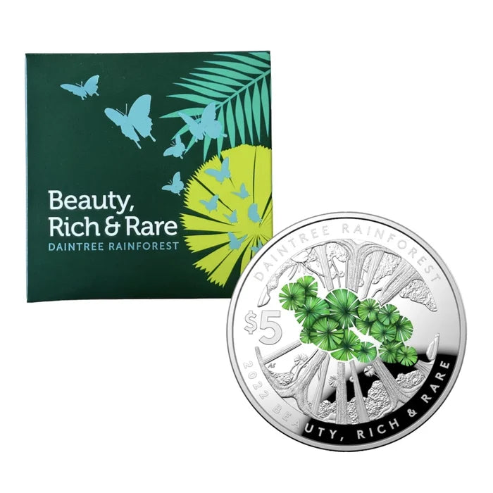 2022 1oz $5 Domed Daintree Rainforest Silver Coin - Mintage: 7,500