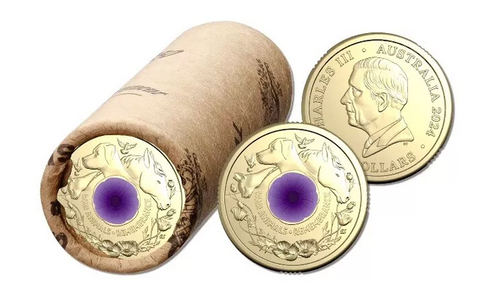 2024 Purple Poppy War Animals $2 RAM Roll - Includes Protective Tube & Sticker