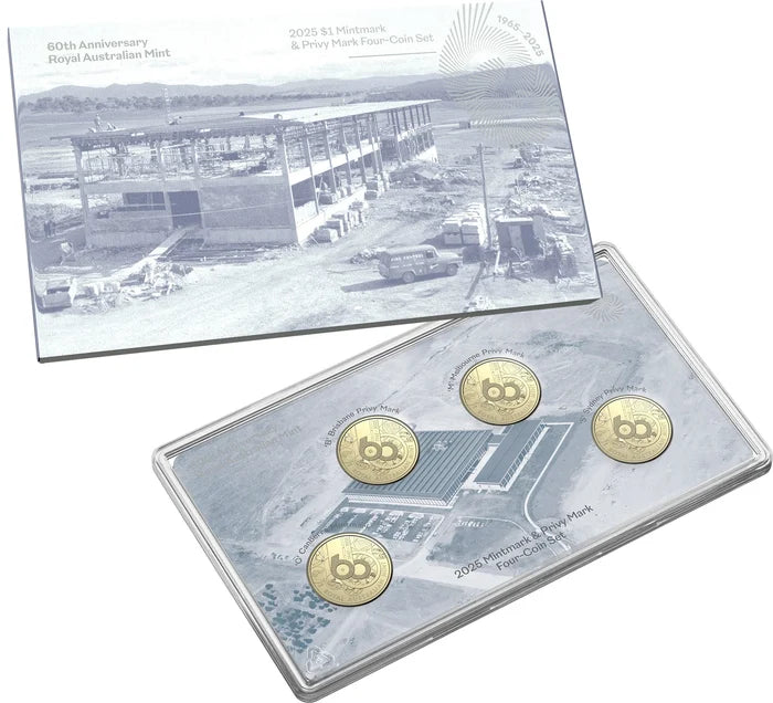 2025 $1 60th Anniversary Royal Australian Mint 4x $1 UNC Coin Set
