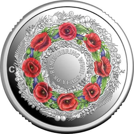 2025 $2 80th Anniversary Of World War 2 (Poppy Wreath) 'C' Mint Silver Proof Coin