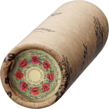 2025 $2 80th Anniversary of World War 2 (Poppy Wreath) Ram Roll – Includes Protective Tube & Sticker