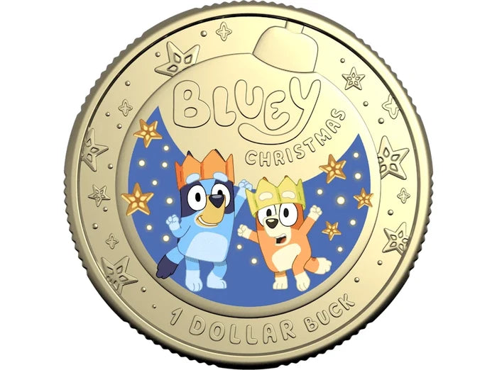2025 Bluey $1 UNC Coloured Christmas Coin