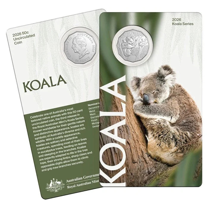 2026 50c Koala Carded Coin - Mintage: 15,000