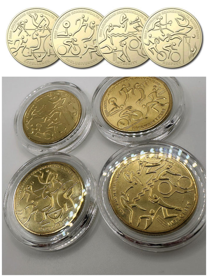 4x UNC 2022 Commonwealth Games $1 Coin Set - In Lighthouse Capsules (Full Set) (NFC)