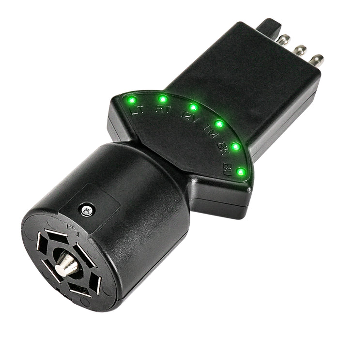 7-Pin to 4-Pin Trailer Adapter with LED Tester – 6 LED Indicators and Secure Tab