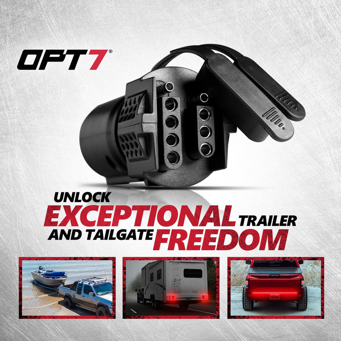 7-Way Round to 4-Way & 5-Way Flat Pin Trailer Adapter with Secure Tab