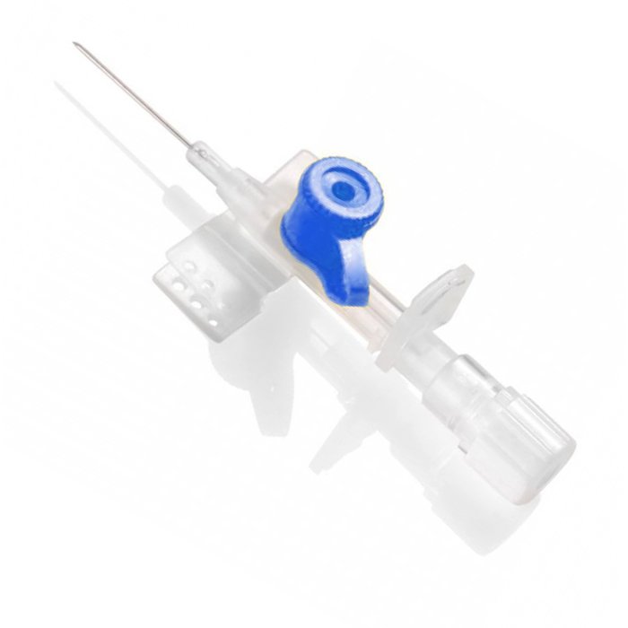 Aghi cannula 2 vie Rays HEMOFLON 22Gx25mm Blu, con alette, in PUR (conf. 50 pz.)