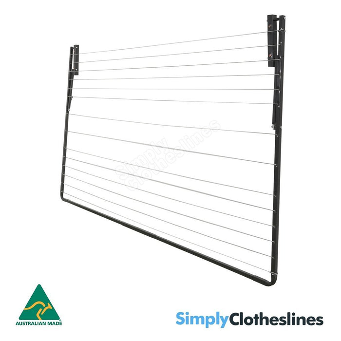 Air Dry 2.4m (2400mm) Fold Down Clothesline folded flat against the wall showing a slim profile