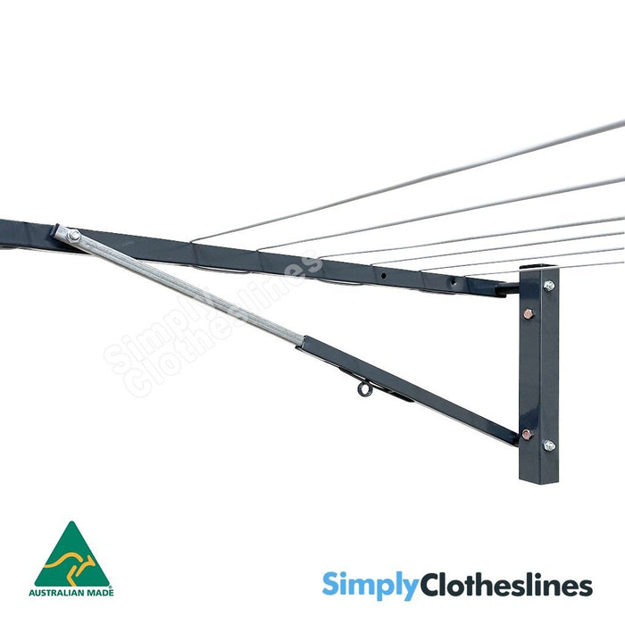 Close-up of the Air Dry 2.7m (2700mm) clothesline frame showing the inside view of galvanised steel support strut open.