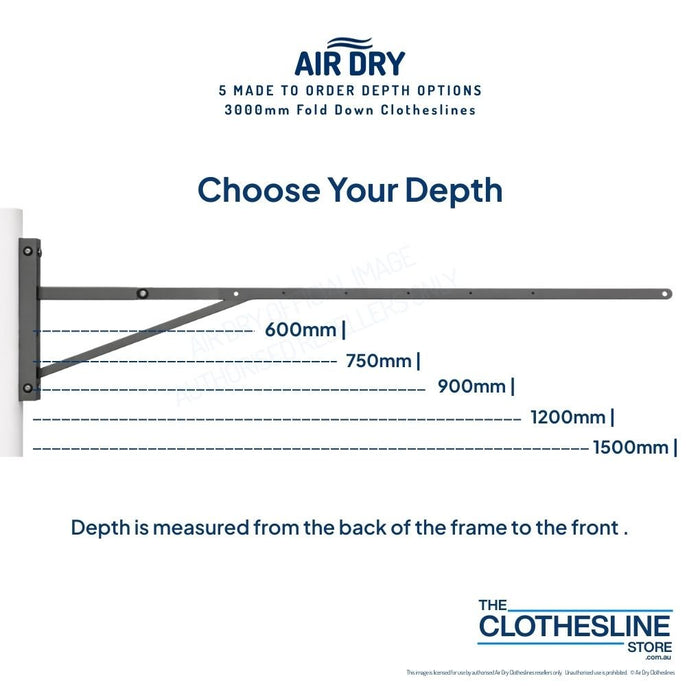 Air Dry Fold Down Clothesline Extended Showing Depth Options