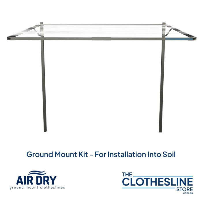 Air Dry Ground Mount Kit for clothesline installation into soil. Australian Made available from The Clothesline Store.