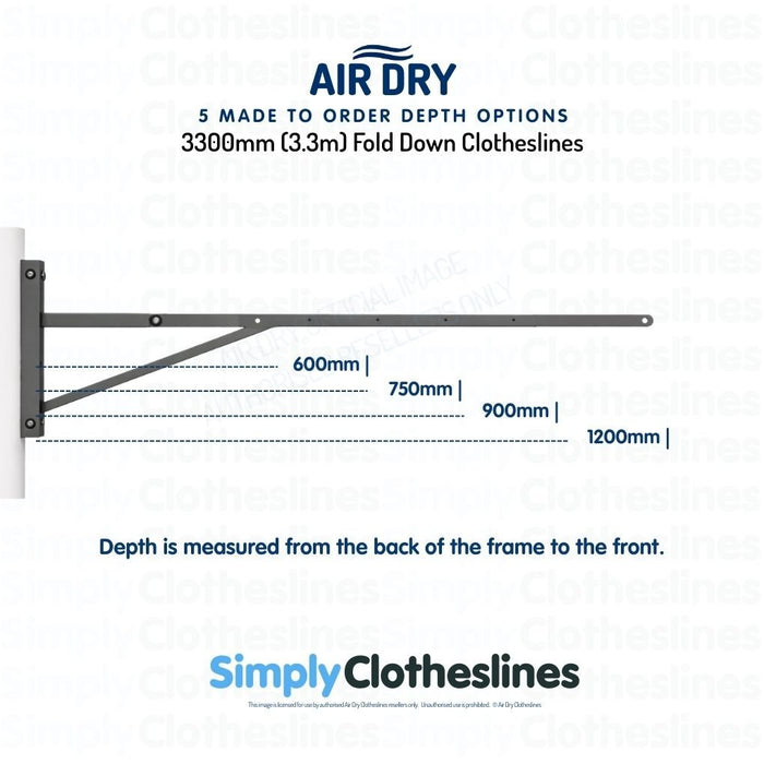 Air Dry 3300 Fold Down Clothesline - Made to Order - Simply Clotheslines