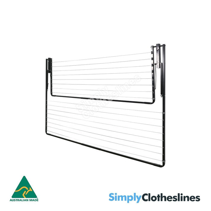 Air Dry Twin 2.4m (2400mm) diagram showing the dimensions fold flat against a white wall.