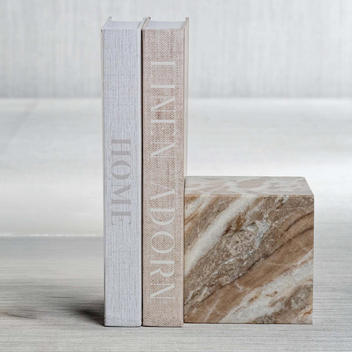 Arabescato Cube Marble Bookend