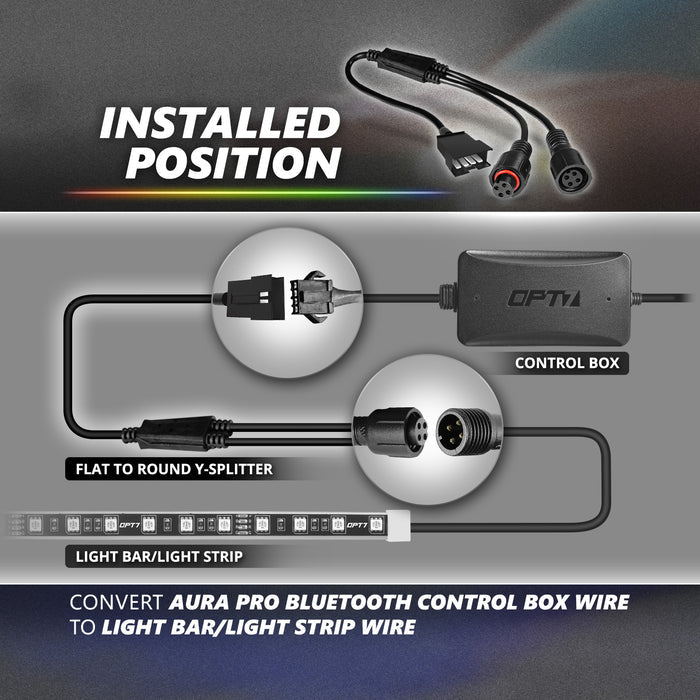 AURA 2pc Flat to Round Y Splitter Connector