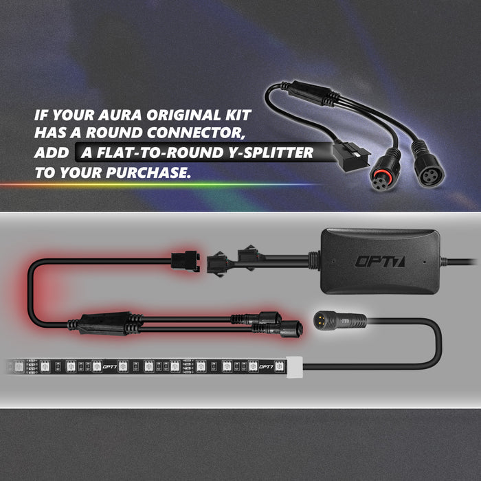 AURA 2pc Flat to Round Y Splitter Connector