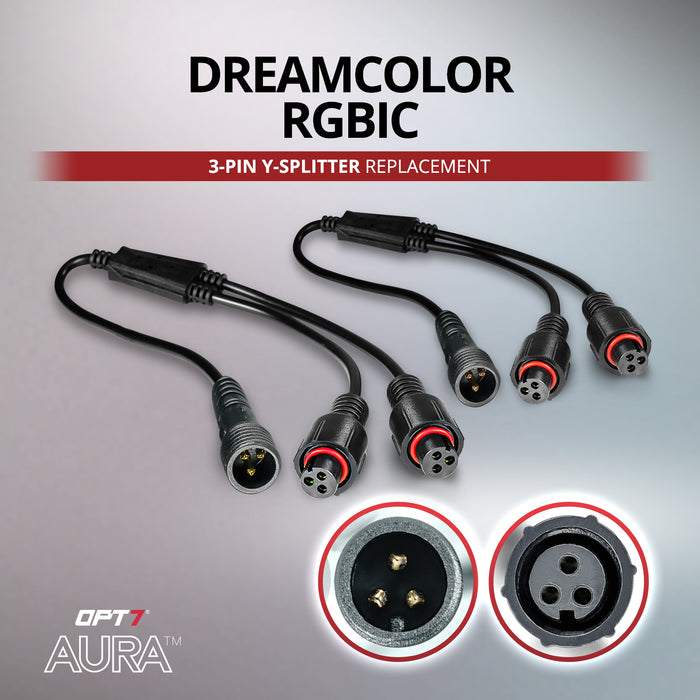 AURA 2pc Splitter Y Cable with 3 Pin RGB Round Connector