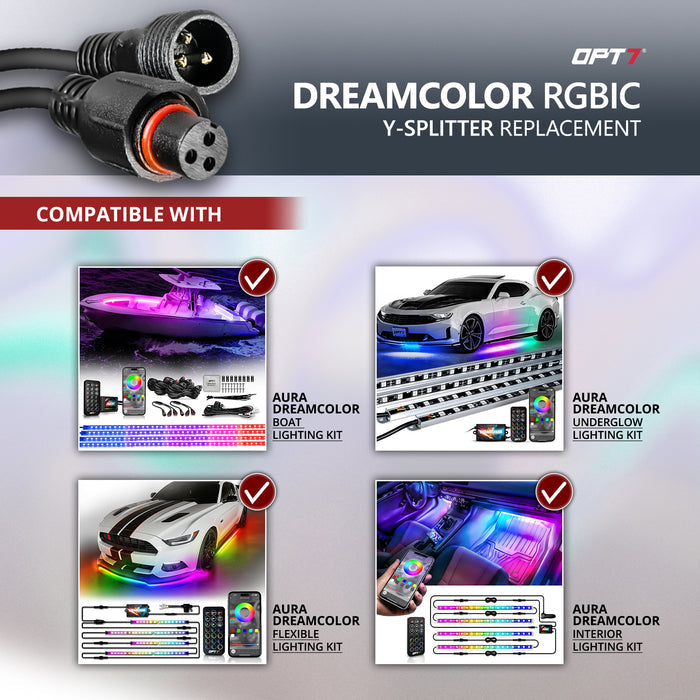 AURA 2pc Splitter Y Cable with 3 Pin RGB Round Connector