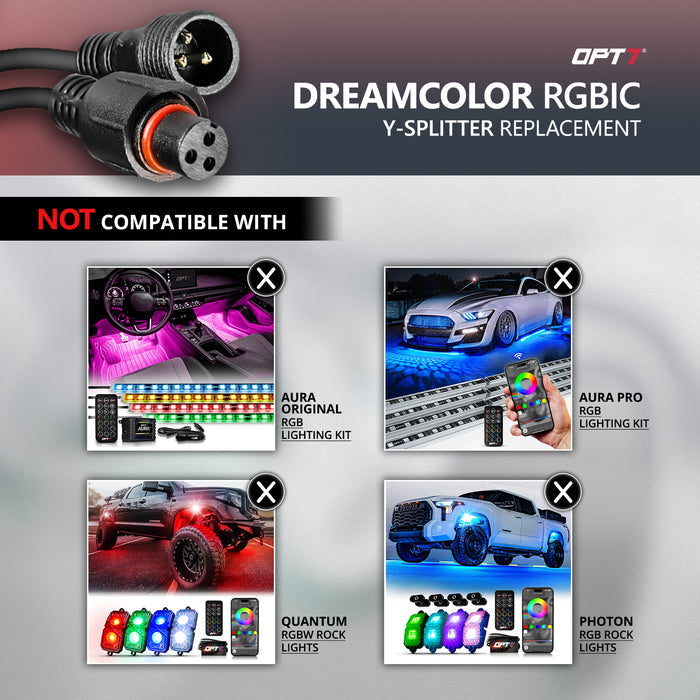 AURA 2pc Splitter Y Cable with 3 Pin RGB Round Connector