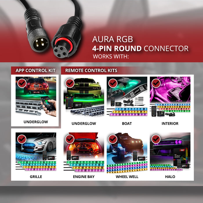 AURA 2pc Splitter Y Cable with 4 Pin RGB Round Connector