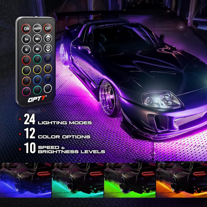 AURA Car LED Aluminum Underglow Lighting Kit - Wireless Remote Control Full Color Spectrum