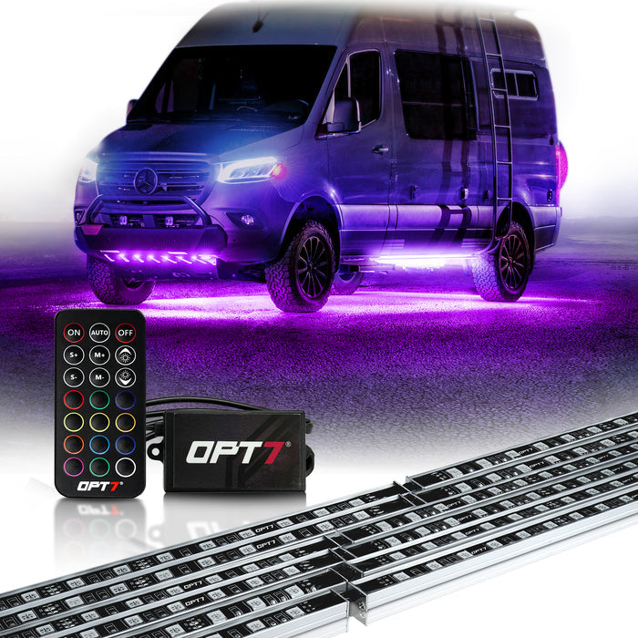 AURA Class B & B+ RV Camper Exterior LED Aluminum Underglow Lighting Kit - Wireless Remote Control Full Color Spectrum