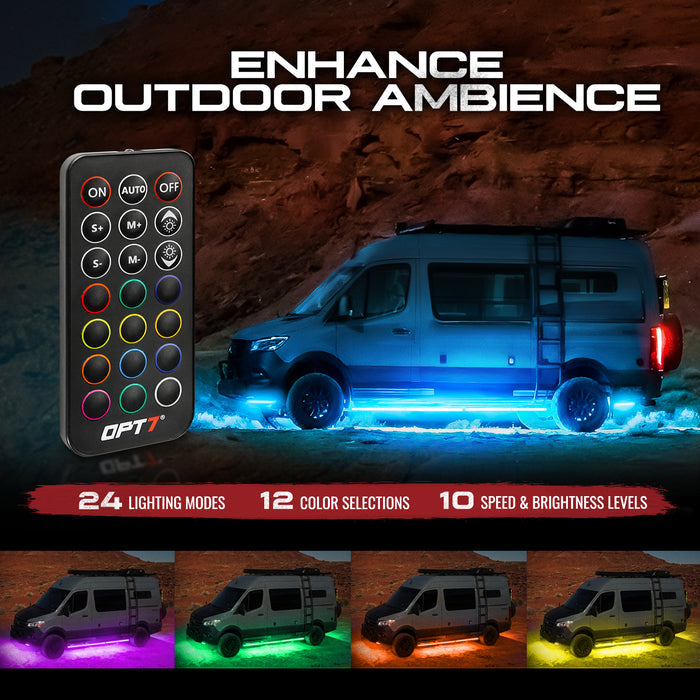 AURA Class B & B+ RV Camper Exterior LED Aluminum Underglow Lighting Kit - Wireless Remote Control Full Color Spectrum