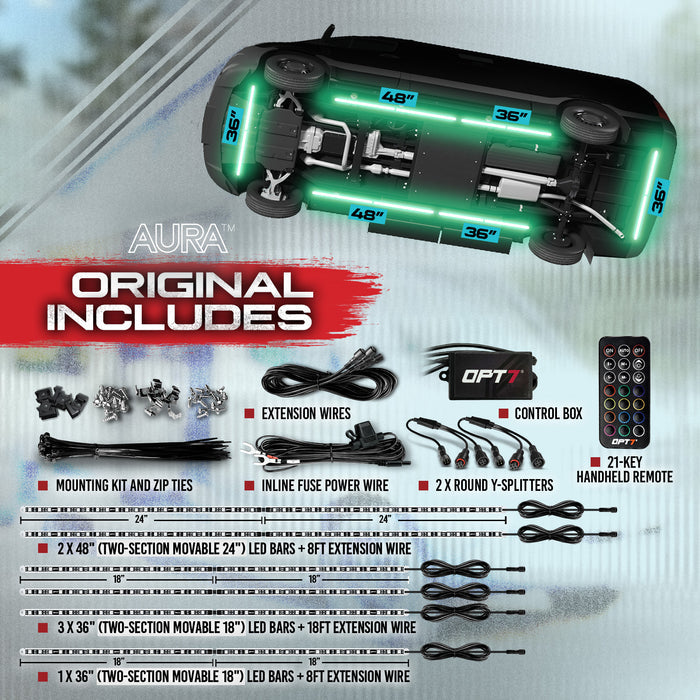 AURA Class B & B+ RV Camper LED Aluminum Underglow Lighting Kit - Wireless Remote Control Full Color Spectrum
