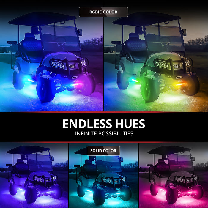 AURA DreamColor Golf Cart Flexible Underbody Glow LED Lighting Strip Kit Bluetooth APP and Remote Control Full Color Spectrum