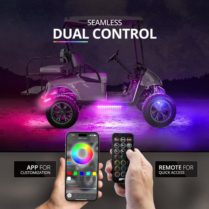 AURA DreamColor Golf Cart Flexible Underbody Glow LED Lighting Strip Kit Bluetooth APP and Remote Control Full Color Spectrum