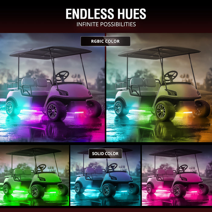 AURA DreamColor Golf Cart LED Aluminum Underbody Glow LED Lighting Kit Bluetooth APP and Remote Control