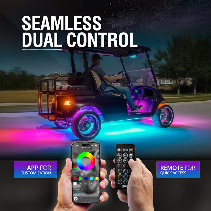 AURA DreamColor Golf Cart LED Aluminum Underbody Glow LED Lighting Kit Bluetooth APP and Remote Control