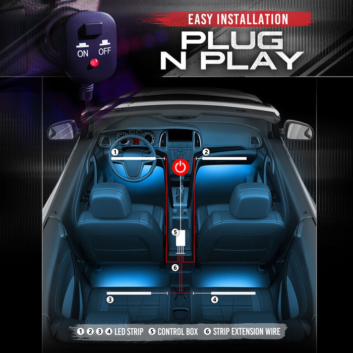 AURA LED Interior Ambient Lighting Kit - Remote Control Full Color Spectrum