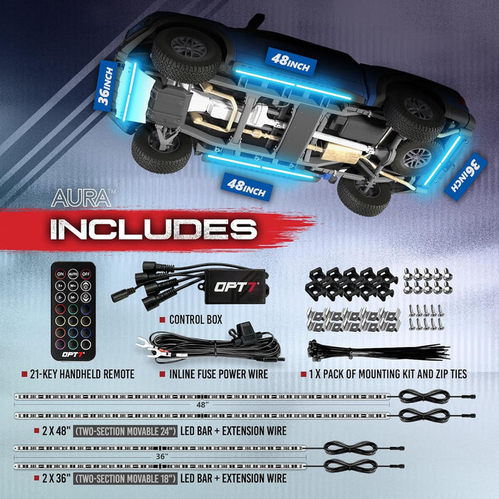 AURA LED Lighting Kit for Truck Bundle (Quantum LED Rocklight + Underglow LED Kit + Sidekick LED Kit ) - Remote Control