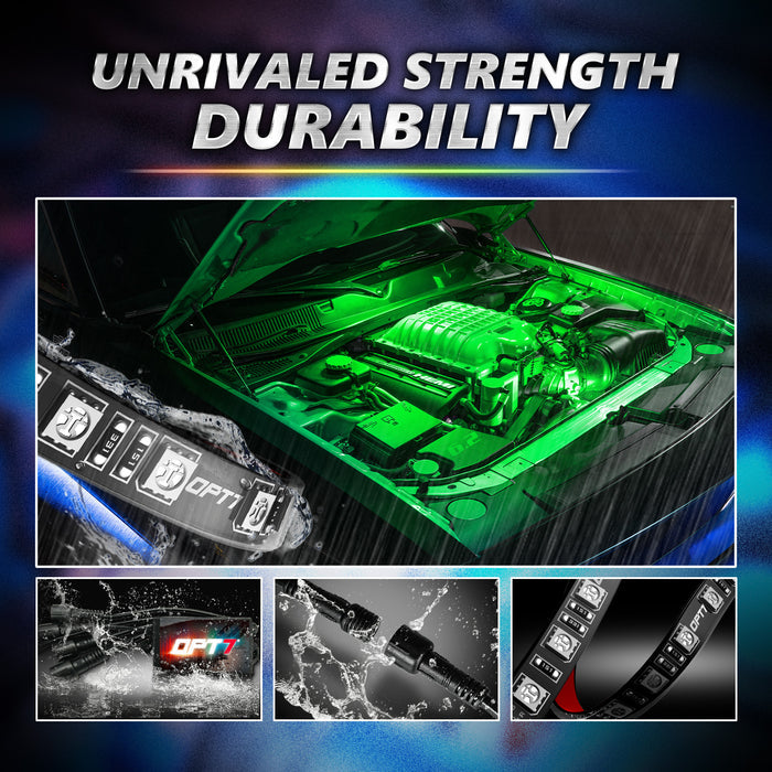 AURA PRO Engine Bay LED Lighting Kit ( 4 x 12-Inch or 4 x 24-Inch)  - Bluetooth Enabled APP Full Color Spectrum