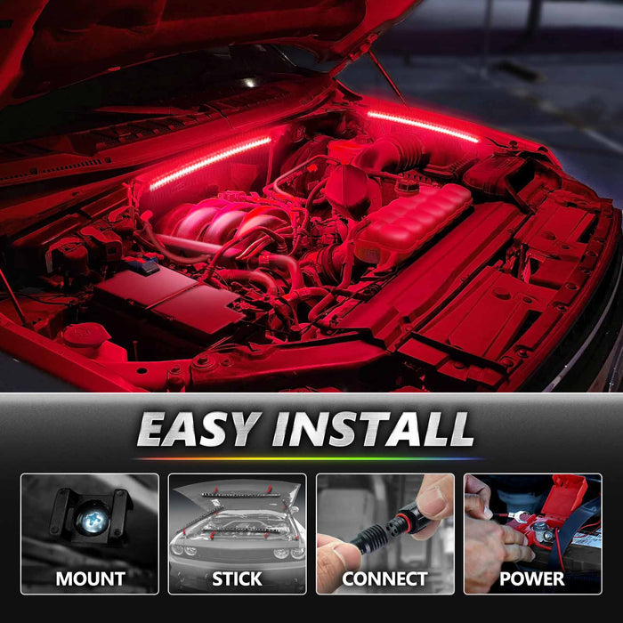 AURA PRO Engine Bay LED Lighting Kit ( 4 x 12-Inch or 4 x 24-Inch)  - Bluetooth Enabled APP Full Color Spectrum